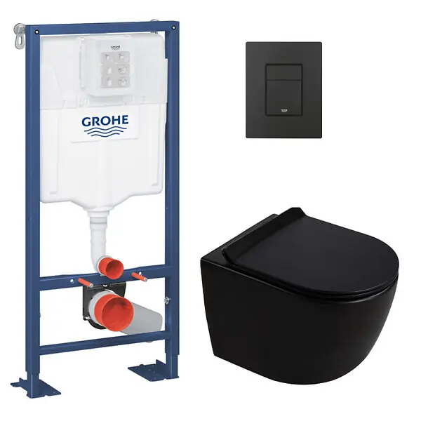 Prix Bas Solido pack WC bâti-support autoportant + WC suspendu sans bride Ceramia PixL avec abattant SoftClose + plaque (GRCEPXBMT01-FR) GROHE