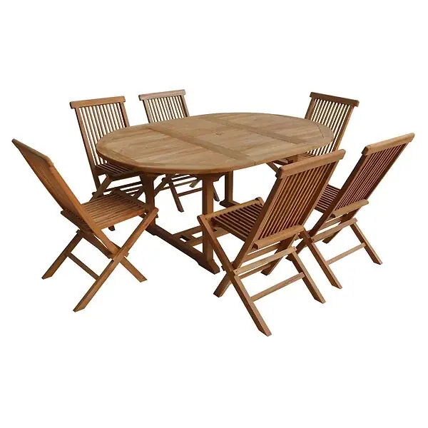 Commander Maintenant Salon de jardin en teck LOMBOK - table ronde extensible - 6 places HAPPY GARDEN