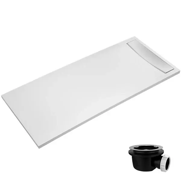 Receveur de douche antidérapant 120 x 90 Flight Neus acrylique rectangle blanc + bonde + capot JACOB DELAFON Haute Qualité