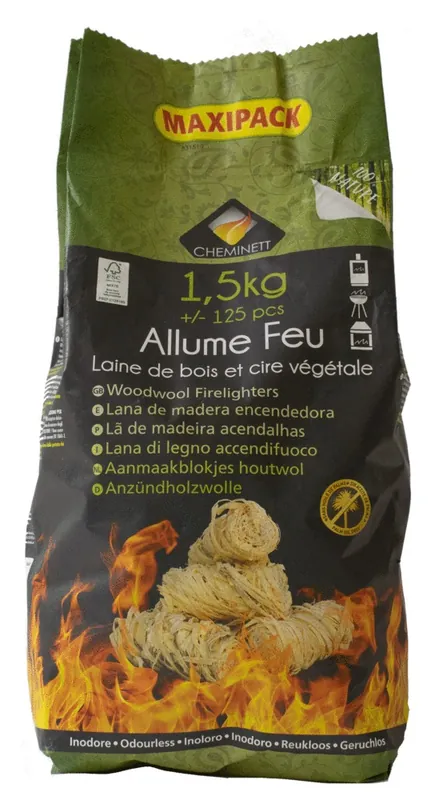 Prix Cassé Allume-feu en laine de bois 1,5 kg CHEMINETT