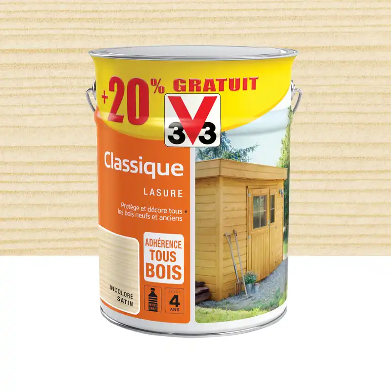 Commander Maintenant Lasure bois classique extérieure incolore 5 l + 20 % V33