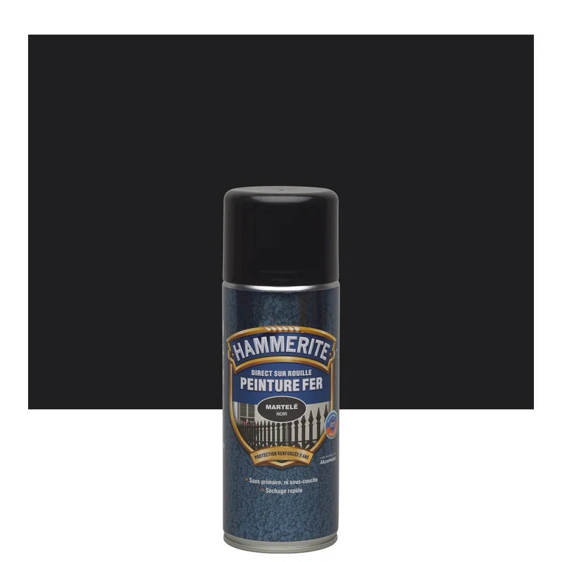 Peinture aspect martelé spécial fer en aérosol 400 ml noir HAMMERITE Vente Flash
