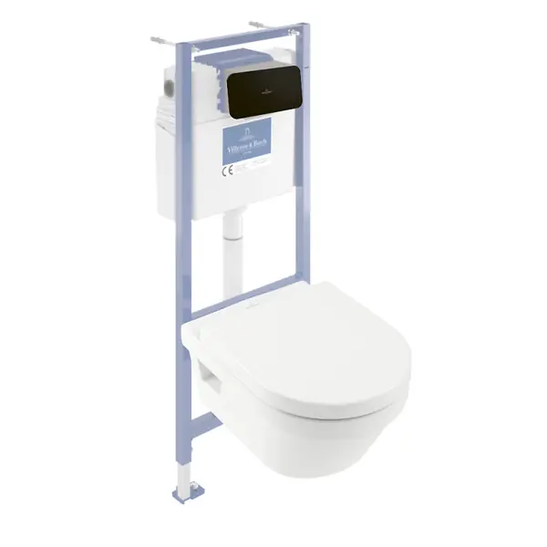Solde Pack WC sans bride Architectura avec abattant + bâti-support sol et mur Viconnect PRO + plaque noir VILLEROY ET BOCH