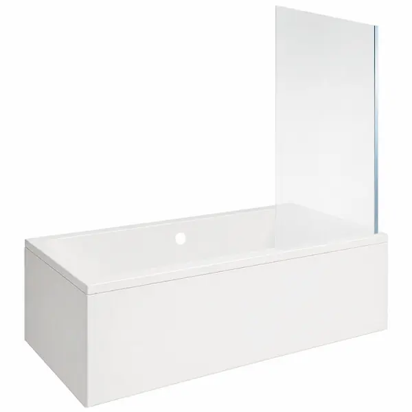 Authentique Baignoire rectangulaire VitrA Neon 180x80cm + Pare bain droit AURYS Mist 1 chromé profilé droite