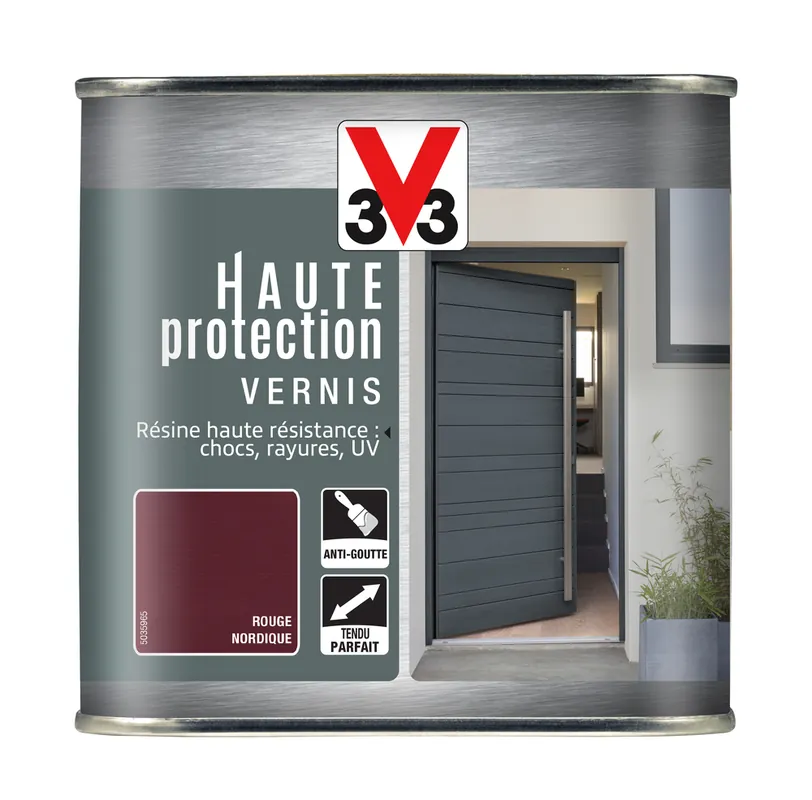 Vernis haute protection brillant rouge nordique 750 ml V33 Vente Directe
