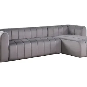 Canapé d‘angle en velours "Victor Hugo" - 3 places - Gris HABITAT ET JARDIN Livraison Express