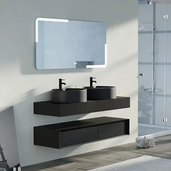 Meuble de salle de bain FABRIANO 1400 Noir mat DISTRIBAIN Promotion