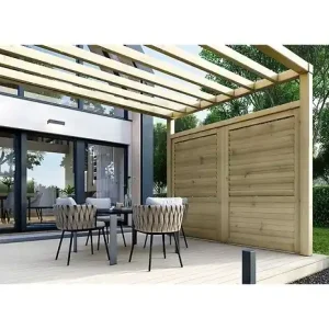 Clôture, panneaux bois persiennés, ensemble - imprégné en vert - DOM702 ALTANKA Top Vente
