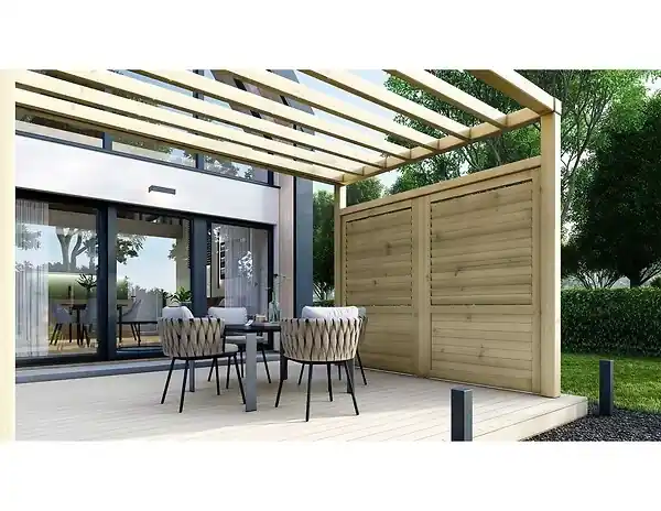 Clôture, panneaux bois persiennés, ensemble - imprégné en vert - DOM702 ALTANKA Top Vente