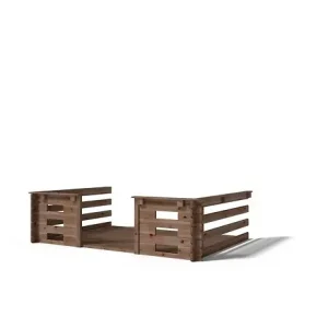 Haute Qualité Terrasse en bois avec balustrade pour abri en bois - 6m2 - 3m x 2m - imprégnée - couleur marron - DOM147 ALTANKA
