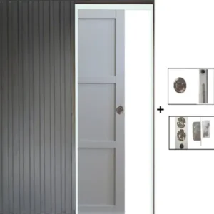 Porte Coulissante Greyria Gris 3 Panneaux Gris Clair H204 x L73 cm, Galandage GD MENUISERIES Meilleur Choix