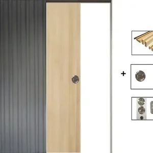 Porte Coulissante Décor Chêne Naturel Honey Oak H204 x L73 cm,Galandage, kit finition GD MENUISERIES Prix Promo