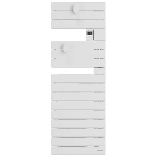 Prix Bas Sèche-serviettes connecté Nefertiti étroit mât droite 600W blanc carat - ATLANTIC - 850612