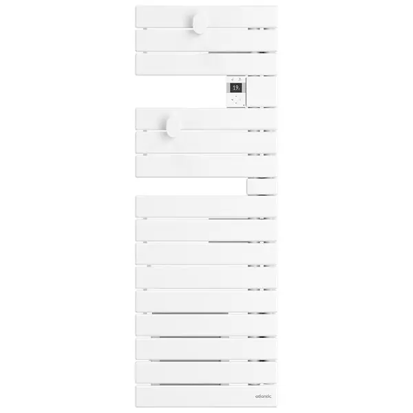 Top Vente Sèche-serviettes connecté Nefertiti étroit mât gauche 600W blanc brillant - ATLANTIC - 850609