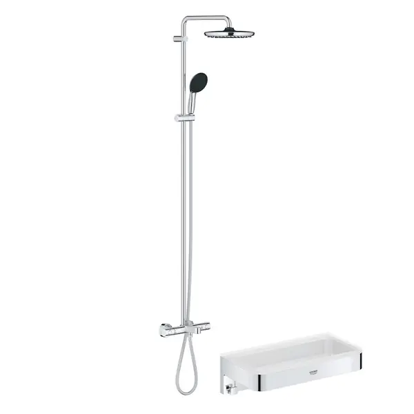 Commander Vite Colonne bain douche thermostatique Vitalio Start System chromé + Panier douche Start Cube GROHE