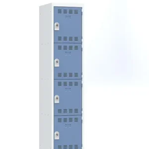 Vestiaire industriel acier 1 colonne 4 cases gris perle bleu P.HENRY Acheter Direct