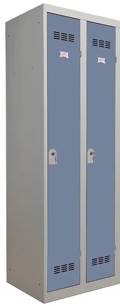 Marque Vestiaire métallique 2 cases - Gris perle et bleu - L.80cm P.HENRY