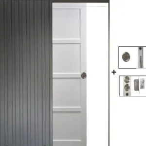 Porte Coulissante Tamera blanc 4 panneaux H204 x L63 cm, Galandage GD MENUISERIES Prix Cassé