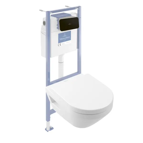 Pack WC suspendu sans bride Architectura Twistflush [e³] rond + bâti-support sol et mur + plaque noir VILLEROY ET BOCH Bon Marché