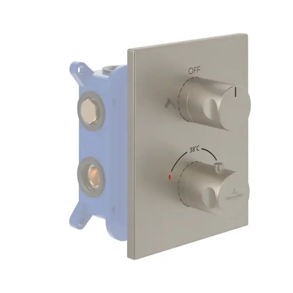 Nouveauté Façade thermostatique 2 voies Universal rectangle Brushed Nickel Matt + corps encastré VILLEROY ET BOCH
