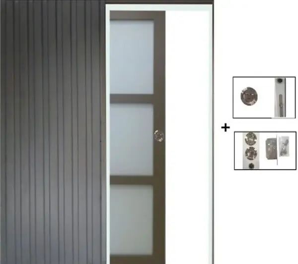 Porte Coulissante Gris Taupe RAL 7006 Vitrée H204 x L73 cm, Galandage GD MENUISERIES Expédié Aujourd'hui