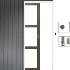 Porte Coulissante Gris Taupe RAL 7006 Vitrage transparent H204 x L73 cm, Galandage GD MENUISERIES Meilleure Vente