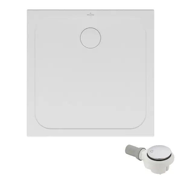 Dernier Modèle Receveur de douche antidérapant 100 x 100 Lifetime Plus céramique blanc + Bonde chromé VILLEROY ET BOCH