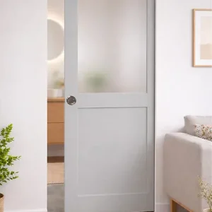 Porte Coulissante Athena Gris Clair Vitrée H204 x L83 cm, Galandage GD MENUISERIES Prix Réduit