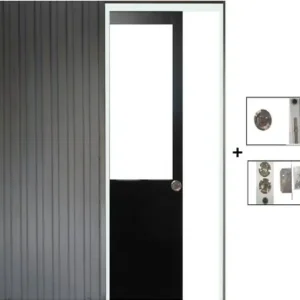 Porte Coulissante Atelier Noir H204 x L83 cm sans meneau, Galandage GD MENUISERIES Bon Plan