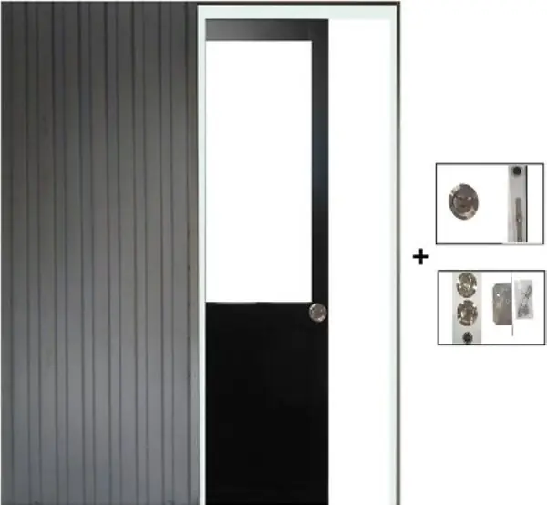 Porte Coulissante Atelier Noir H204 x L83 cm sans meneau, Galandage GD MENUISERIES Bon Plan