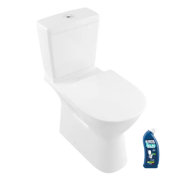 Meilleure Vente WC à poser sans bride surélevé sortie horizontale O.novo avec abattant frein de chute + Nettoyant VILLEROY ET BOCH