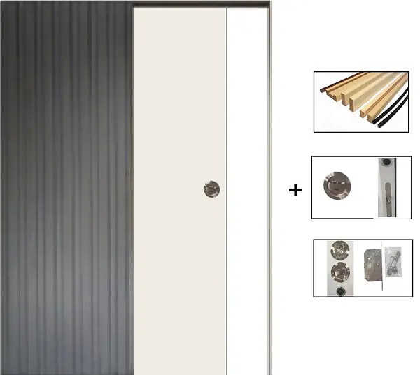 Haute Qualité Porte Coulissante Blanc Pur Lacdor H204 x L73 cm,Galandage, kit finition GD MENUISERIES