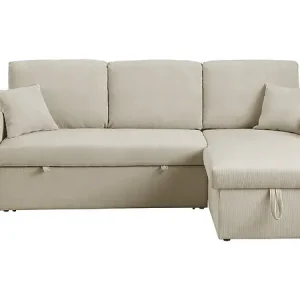 Bon Marché Canapé d‘angle en velours côtelé convertible/réversible "Axel" - 3 places - Beige HABITAT ET JARDIN