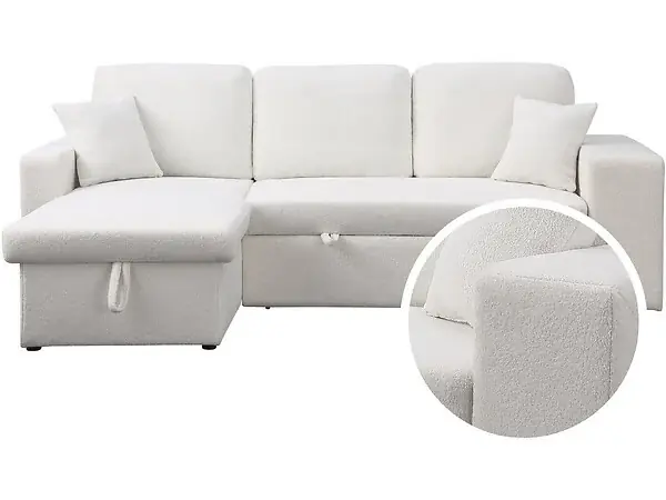 Canapé d‘angle bouclettes convertible/reversible "Axel" - 3 Places - Blanc HABITAT ET JARDIN Acheter En Ligne