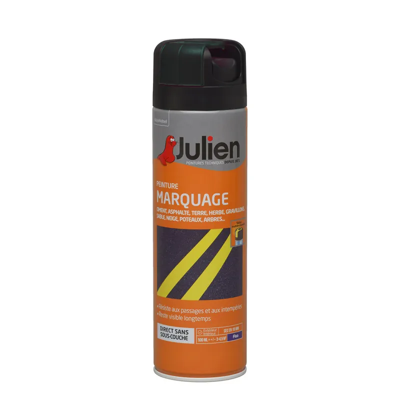 Bombe de peinture de marquage noir mat 500 ml - JULIEN Paiement Sécurisé