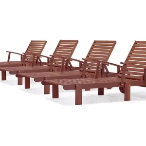Bain de soleil pliant en bois exotique "Tokyo" - Mohogany - Marron acajou - Lot de 4 HABITAT ET JARDIN Expédition Rapide