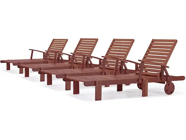 Bain de soleil pliant en bois exotique "Tokyo" - Mohogany - Marron acajou - Lot de 4 HABITAT ET JARDIN Expédition Rapide