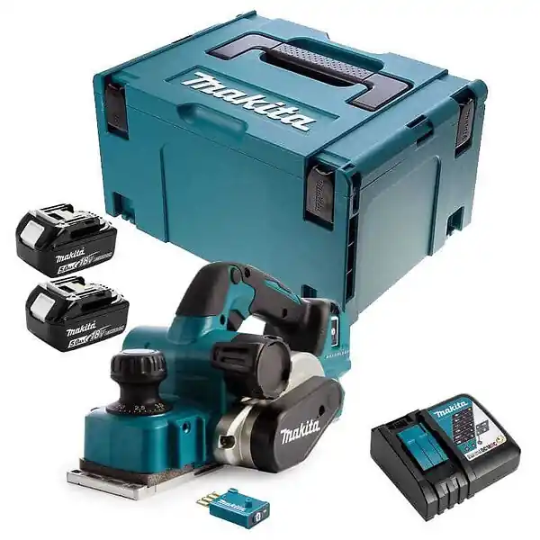 Rabot Brushless 82mm 2x5Ah 18V LXT ® MAKITA DKP181RTJU en Coffret + puce AWS Retour Gratuit