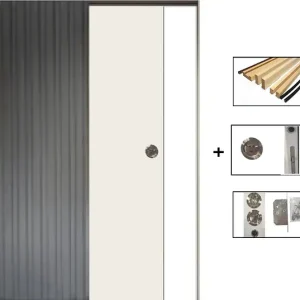 Porte Coulissante Blanc Pur Lacdor H204 x L83 cm,Galandage, kit finition GD MENUISERIES Certifié