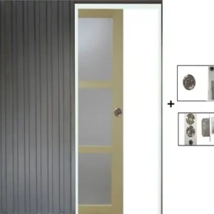Commander Vite Porte Coulissante bois Ayous Vitrée H204 x L83 cm, Galandage GD MENUISERIES