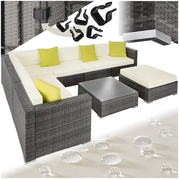 Canapé de jardin MARBELLA modulable 7 places, variante 2 gris TECTAKE Pas Cher