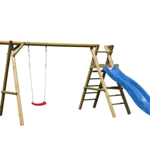 Acheter Direct Aire de jeux en bois Henry avec balançoire échelle et toboggan - PALMAKO