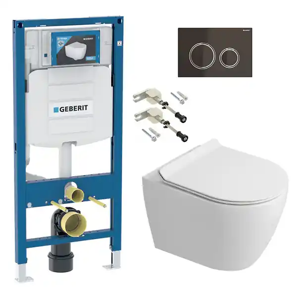 Duofix pack WC bâti-support + WC suspendu sans bride Ceramia PixL avec abattant SoftClose + plaque (GECEPXWT04-FR) GEBERIT Prix Bas
