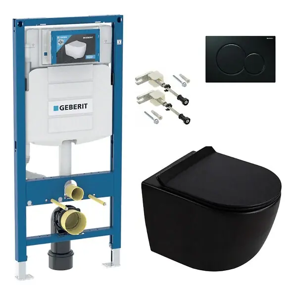 Dernier Modèle Duofix pack WC bâti-support + WC suspendu sans bride Ceramia PixL avec abattant SoftClose + plaque (GEDCEPXBMT03-FR) GEBERIT