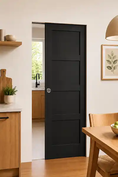 Super Prix Porte Coulissante Telia noir 4 panneaux H204 x L73 cm, Galandage GD MENUISERIES