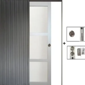 Porte Coulissante Greyria Gris Clair Vitrée H204 x L83 cm, Galandage GD MENUISERIES Commande En Gros