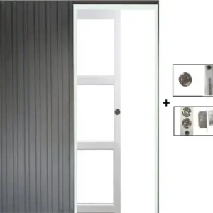 Bon Plan Porte Coulissante Kenya Blanc Vitrage transparent H204 x L83 cm, Galandage GD MENUISERIES