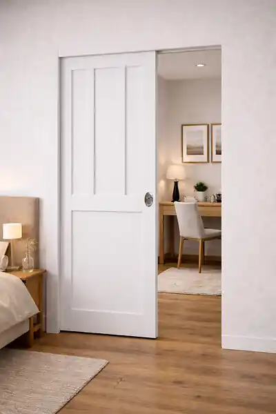 Porte Coulissante Atelier blanc 2 panneaux H204 x L83 cm, Galandage GD MENUISERIES Bon Marché