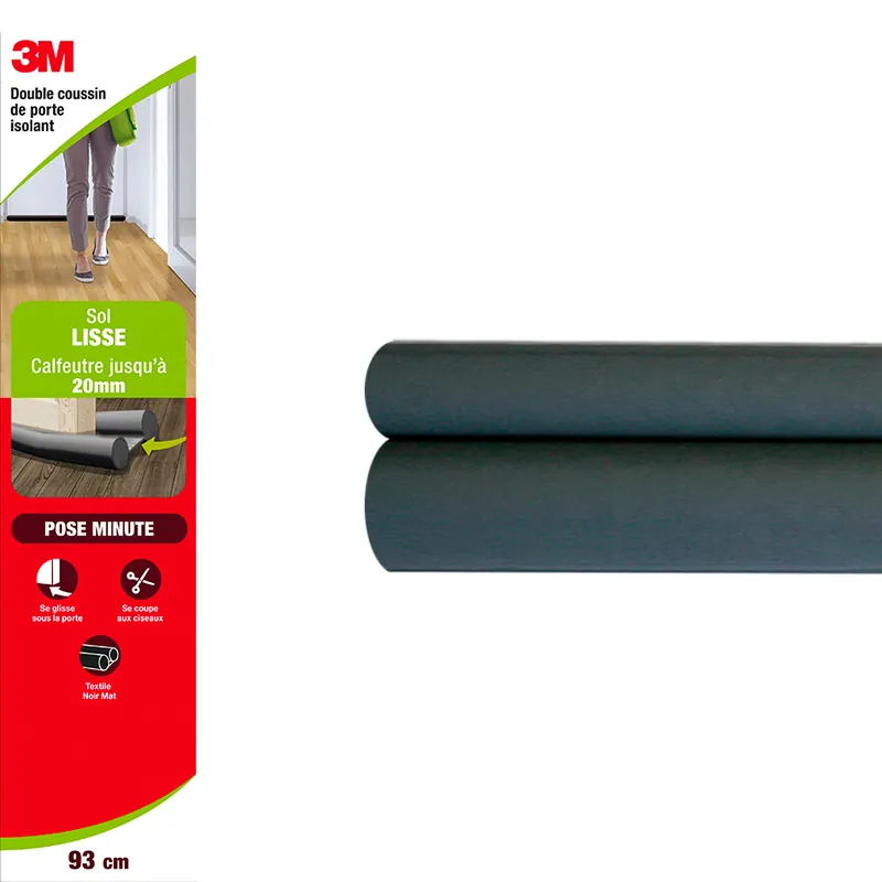 Double coussin de porte pour sol lisse noir mat 93 cm 3M Achetez Aujourd'hui