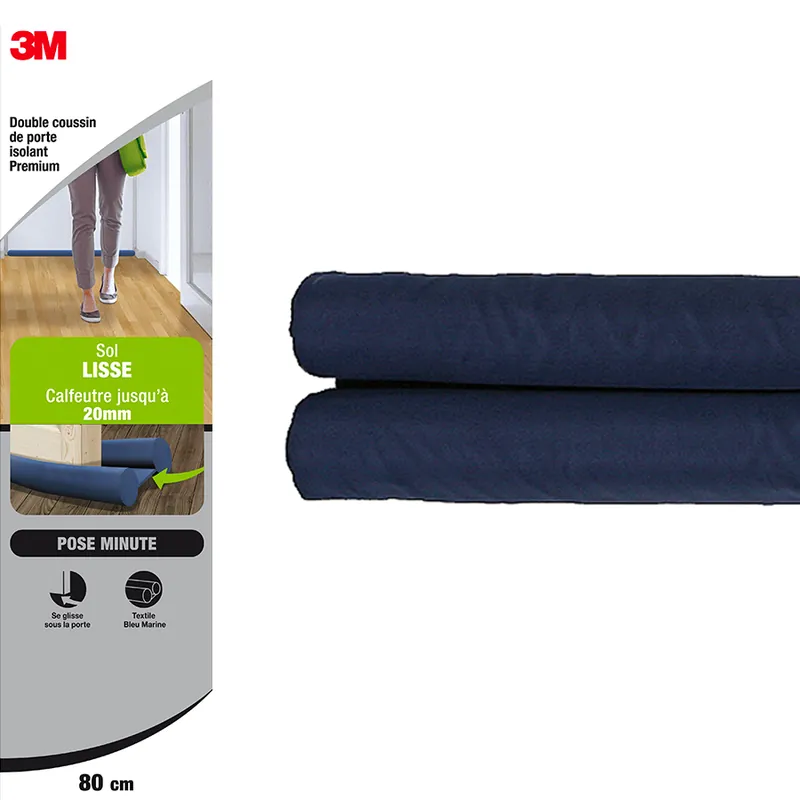 Double coussin de porte pour sol lisse bleu marine 80 cm 3M Marque